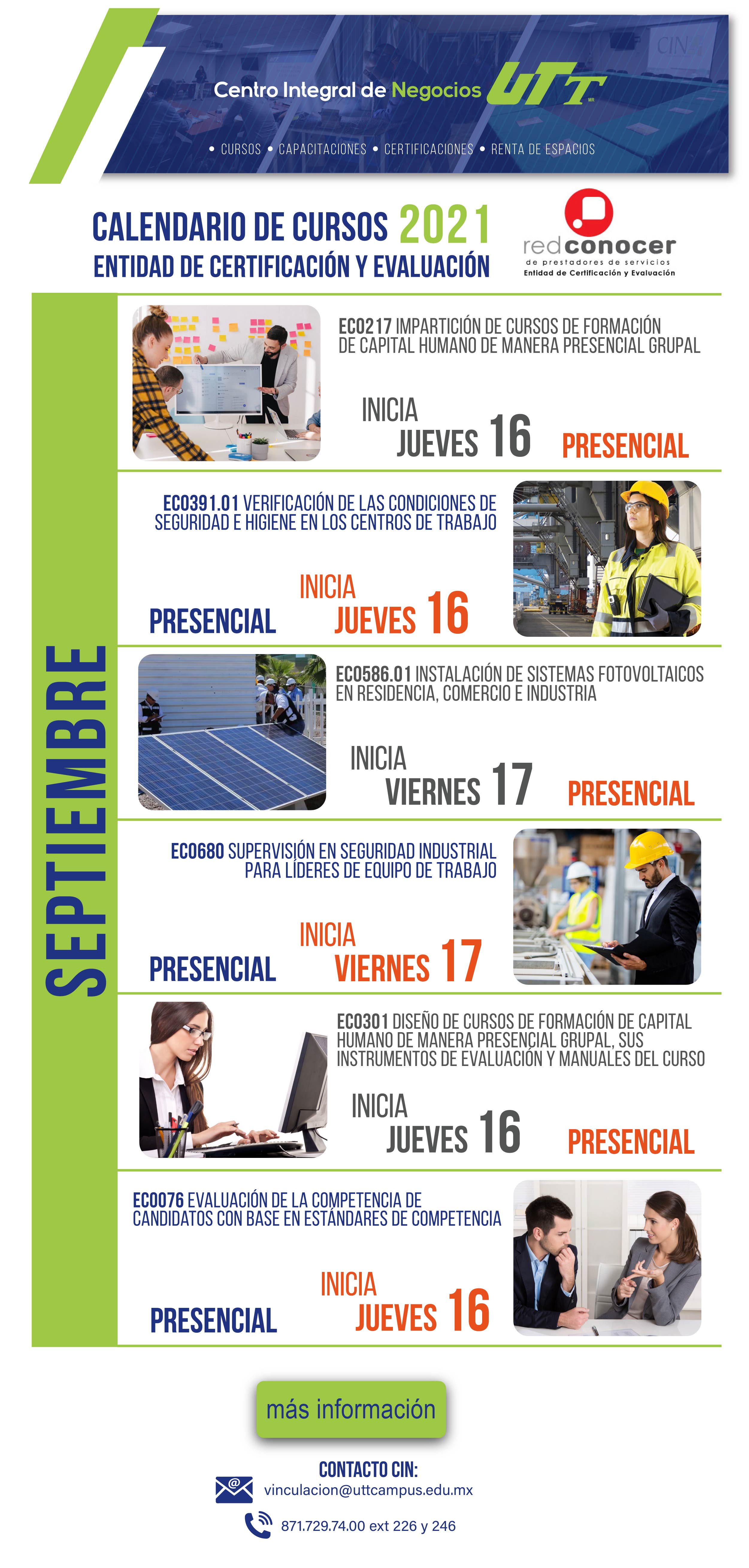 UTT Calendario de cursos 2021